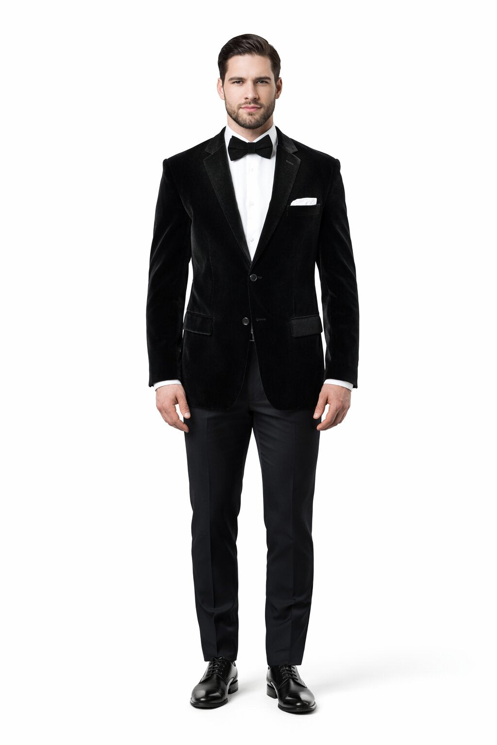 Mens 2 Button Velvet Blazer in Black