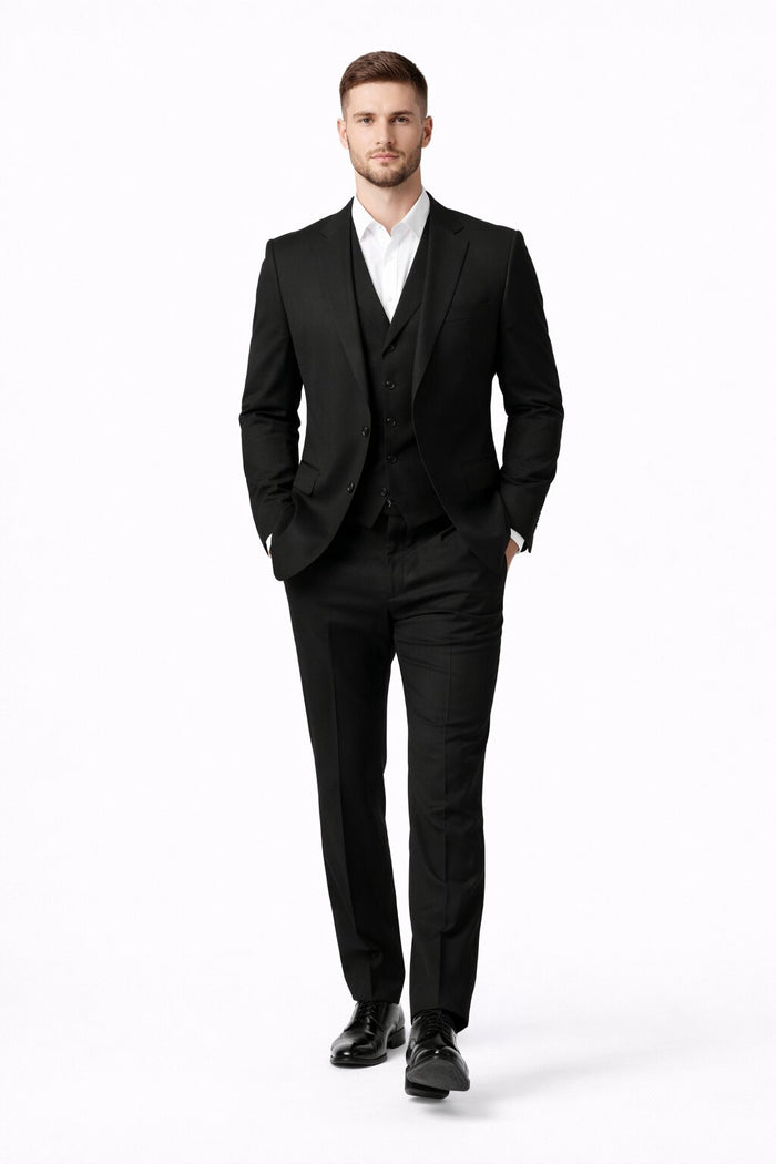 Porto Slim Fit, Pure Wool Suit & Vest by Tiglio Luxe TIG1036