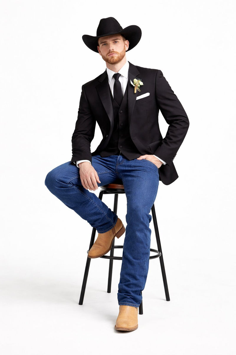 Western Tuxedo Blazer - Black Dinner Jacket