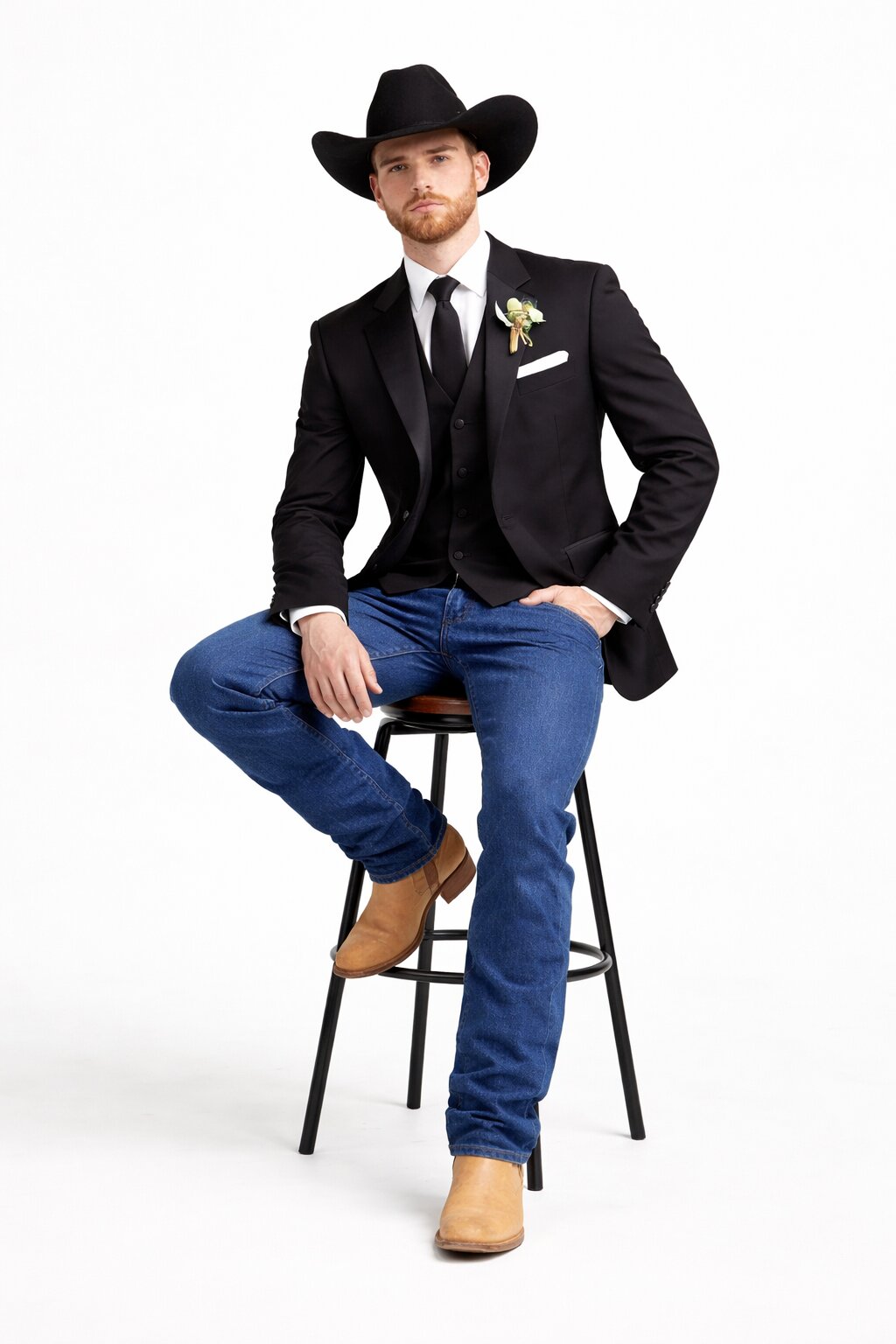 Western Tuxedo Blazer - Black Dinner Jacket