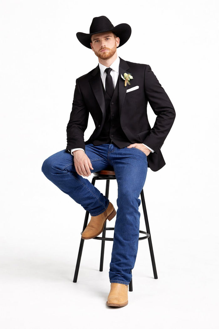 Western Tuxedo Blazer - Black Dinner Jacket