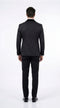 Men’s Black With Velvet collar 3 Piece Tuxedo Suit – Floral Jacquard Dinner Jacket with  Vest and Bowtie