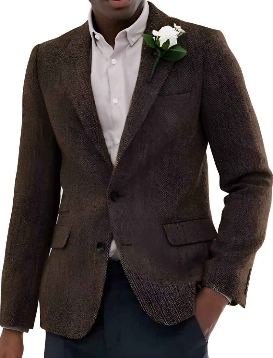 Brown Tweed Blazer Jacket Tweed Pattern Wool Fabric