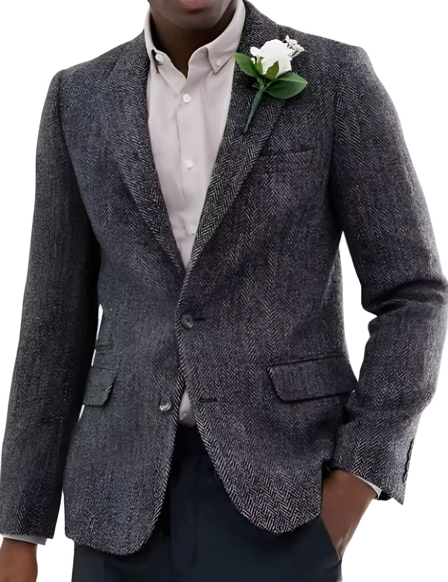 Mens Blazer Tweed Blazer Herringbone Wool Blazer - Z-Gray Mens Navy Tweed Jacket - Winter - Fall Fabric  Tweed Pattern Wool Fabric