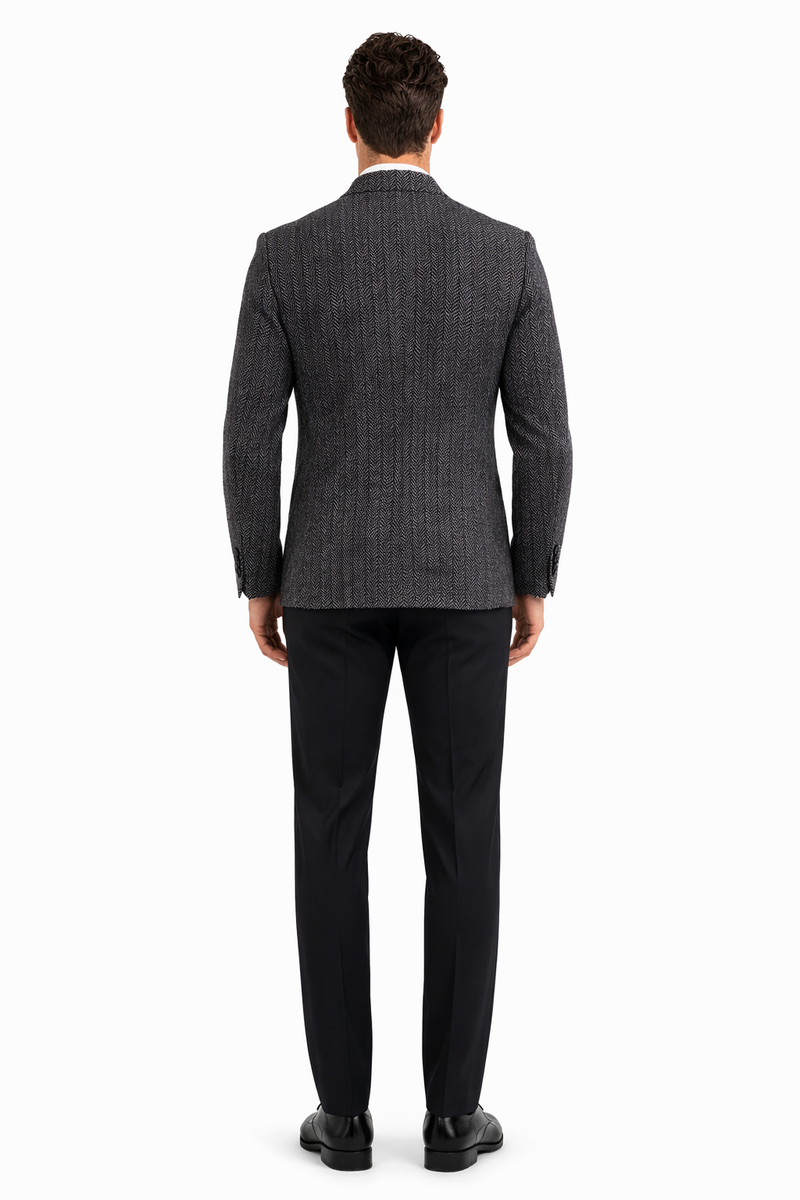 Mens Blazer Tweed Blazer Herringbone Wool Blazer - Z-Gray Mens Navy Tweed Jacket - Winter - Fall Fabric  Tweed Pattern Wool Fabric