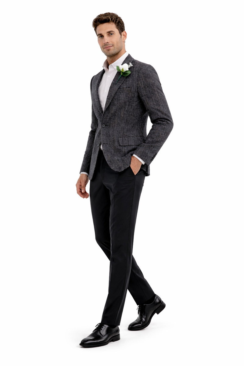 Mens Blazer Tweed Blazer Herringbone Wool Blazer - Z-Gray Mens Navy Tweed Jacket - Winter - Fall Fabric  Tweed Pattern Wool Fabric