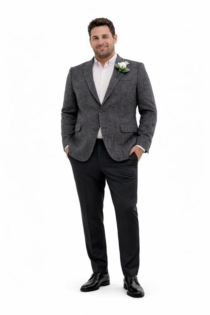 Mens Blazer Tweed Blazer Herringbone Wool Blazer - Z-Gray Mens Navy Tweed Jacket - Winter - Fall Fabric  Tweed Pattern Wool Fabric