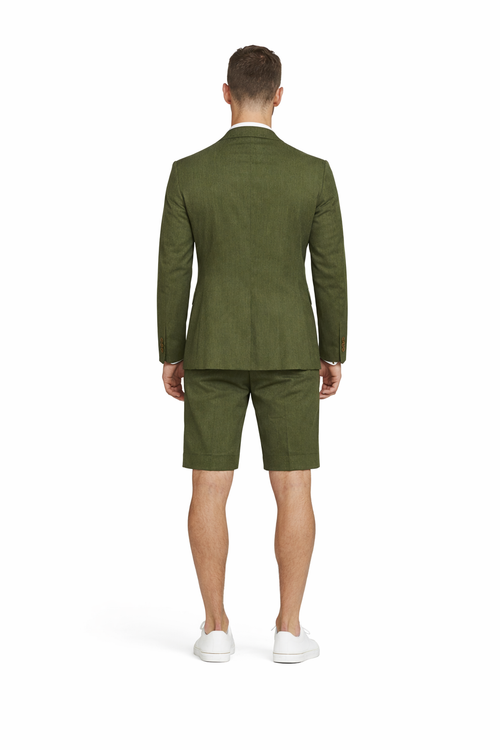 Mens Blazer With Shorts - Olive Suit