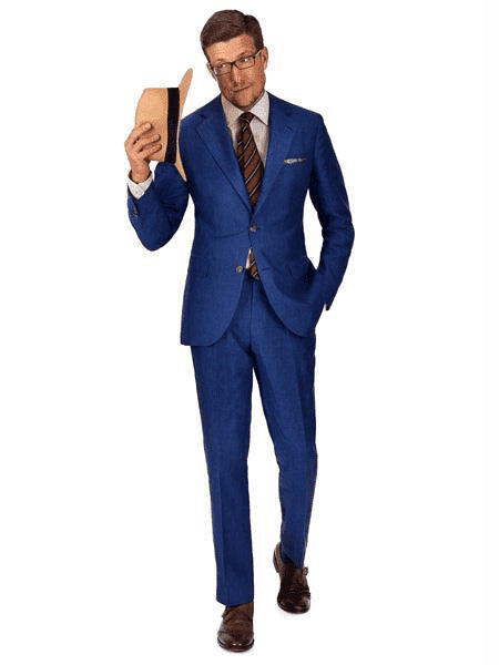 Mens Blue Linen Suit - AlbertoNardoniStore