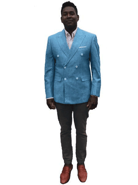 Mens Blue Linen Suit - AlbertoNardoniStore