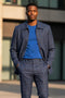 Mens Blue Windowpane Leisure Suit Size 48R BP6789
