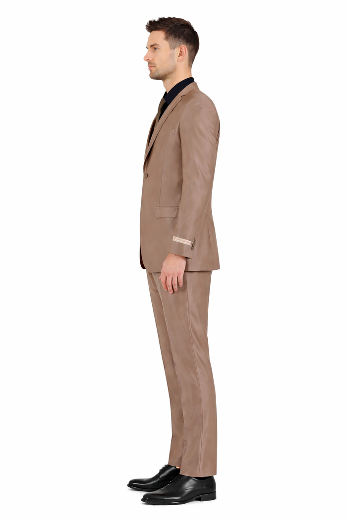 Men’s Bronze Brown Mocco 3 Piece Suit – Modern Formal Suit Set for Wedding, Prom and Business Events Light Brown Coffee Dark Tan