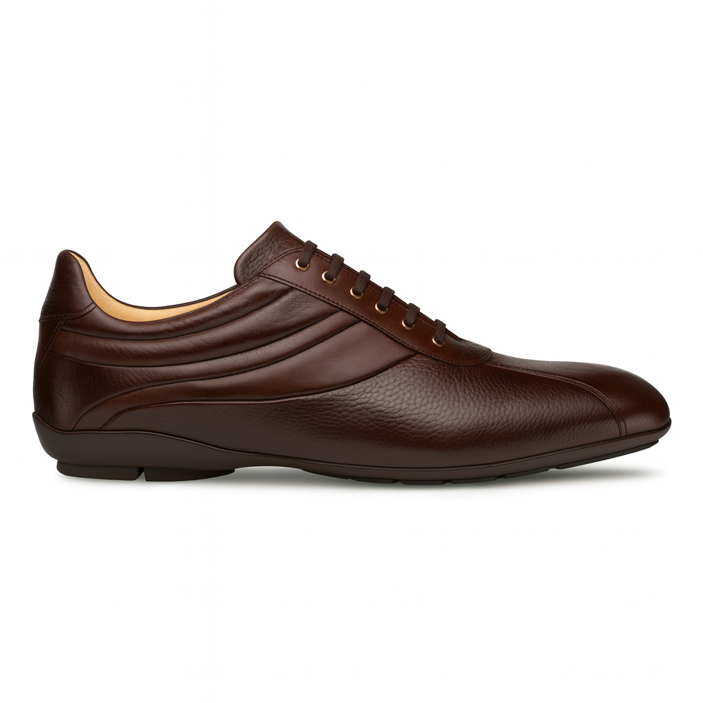 Mezlan Luka Men’s Sneaker – Brown Calfskin and Deerskin Leather Casual Shoe, Handmade in Spain