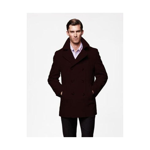 Mens Brown Peacoat - Brown Pea Coat Mens Brown Peacoat Slim Fit - Fitted Wool Peacoat - Slim Cut - AlbertoNardoniStore