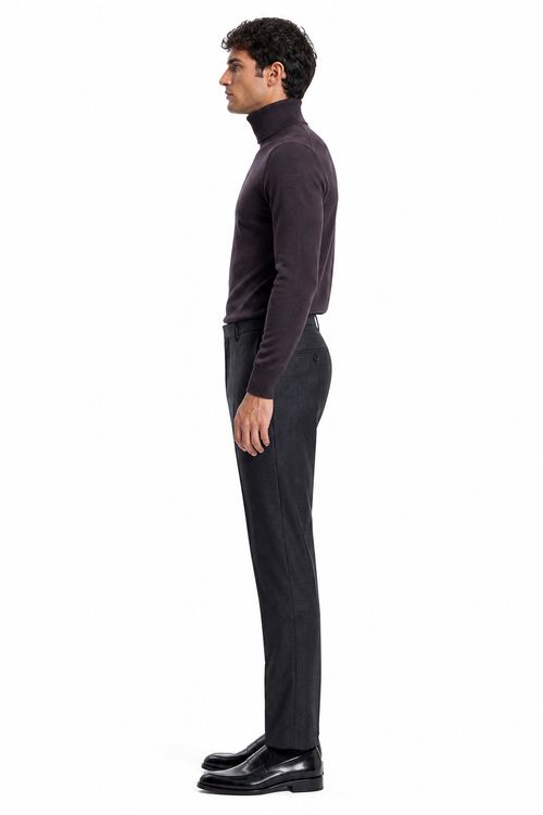 Men's Brown Turtleneck Sweater â€“ Classic Slim Fits Knit Pullover for Fall and Winter