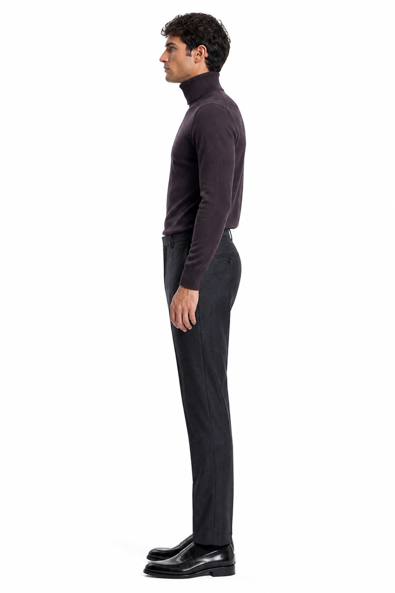 Men's Brown Turtleneck Sweater â€“ Classic Slim Fits Knit Pullover for Fall and Winter