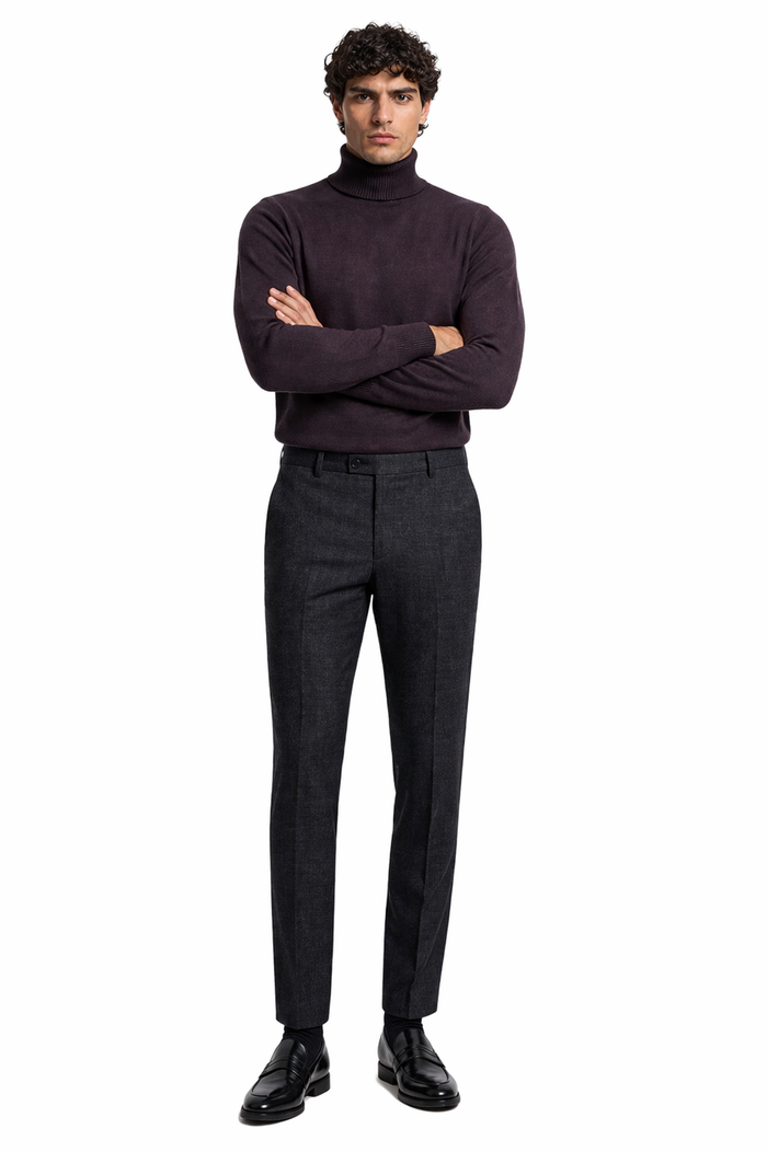 Men's Brown Turtleneck Sweater â€“ Classic Slim Fits Knit Pullover for Fall and Winter