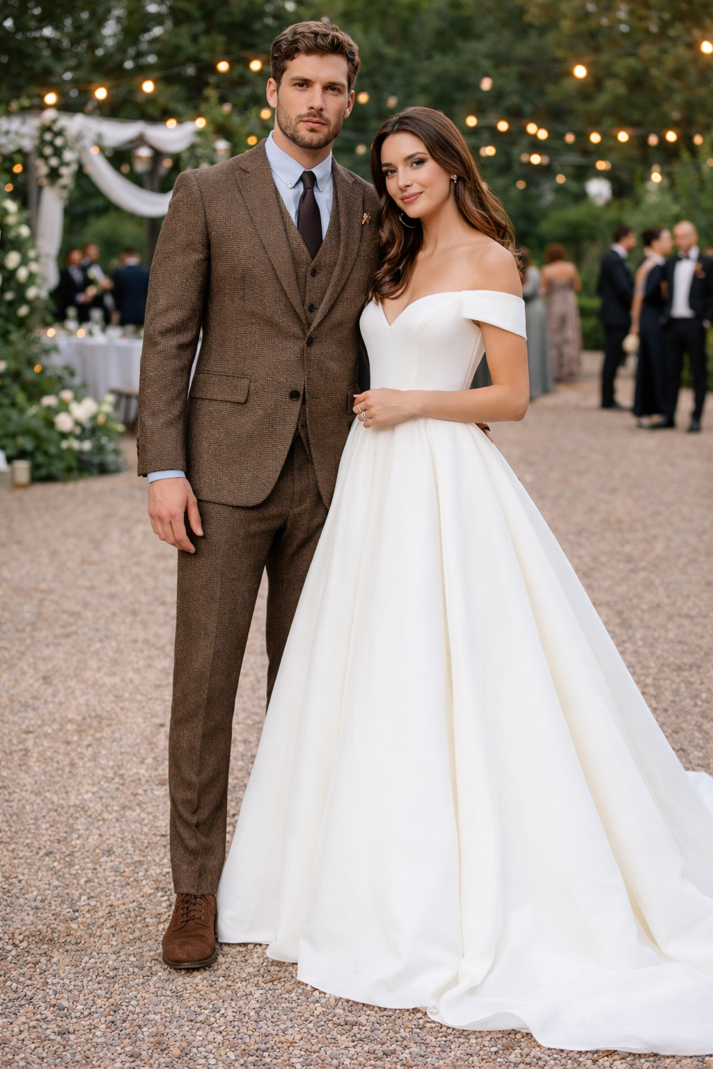 Mens Brown Wedding Suit - Tweed Herringbone English Country Fabric