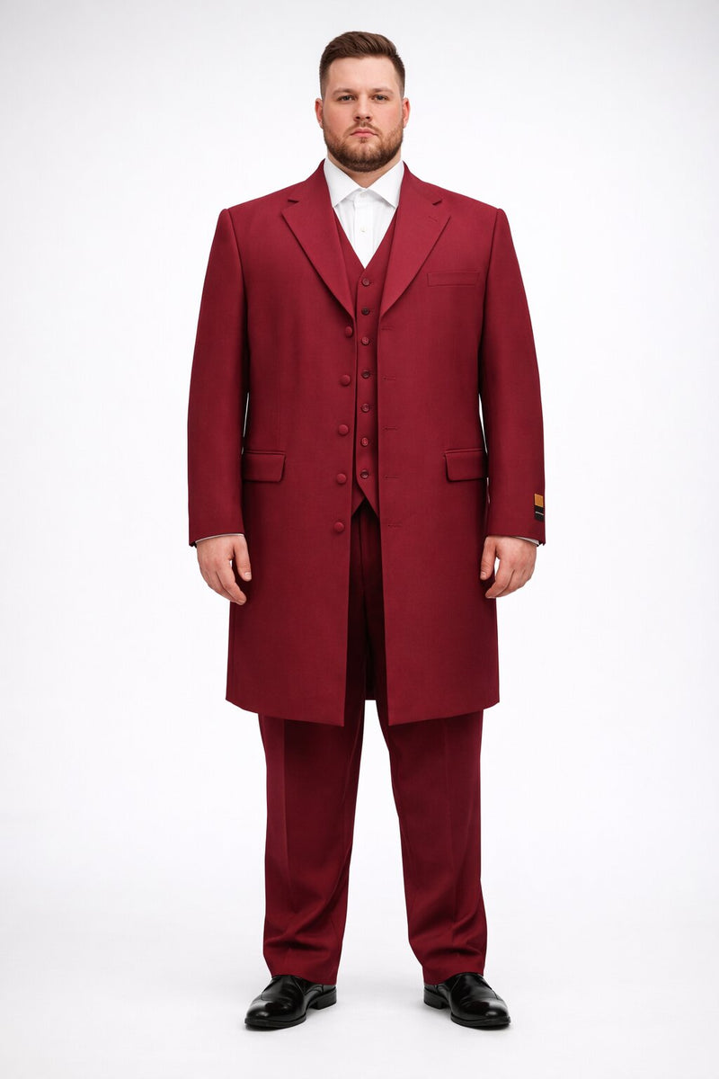 Mens Classic Vested Zoot Suit in Burgundy