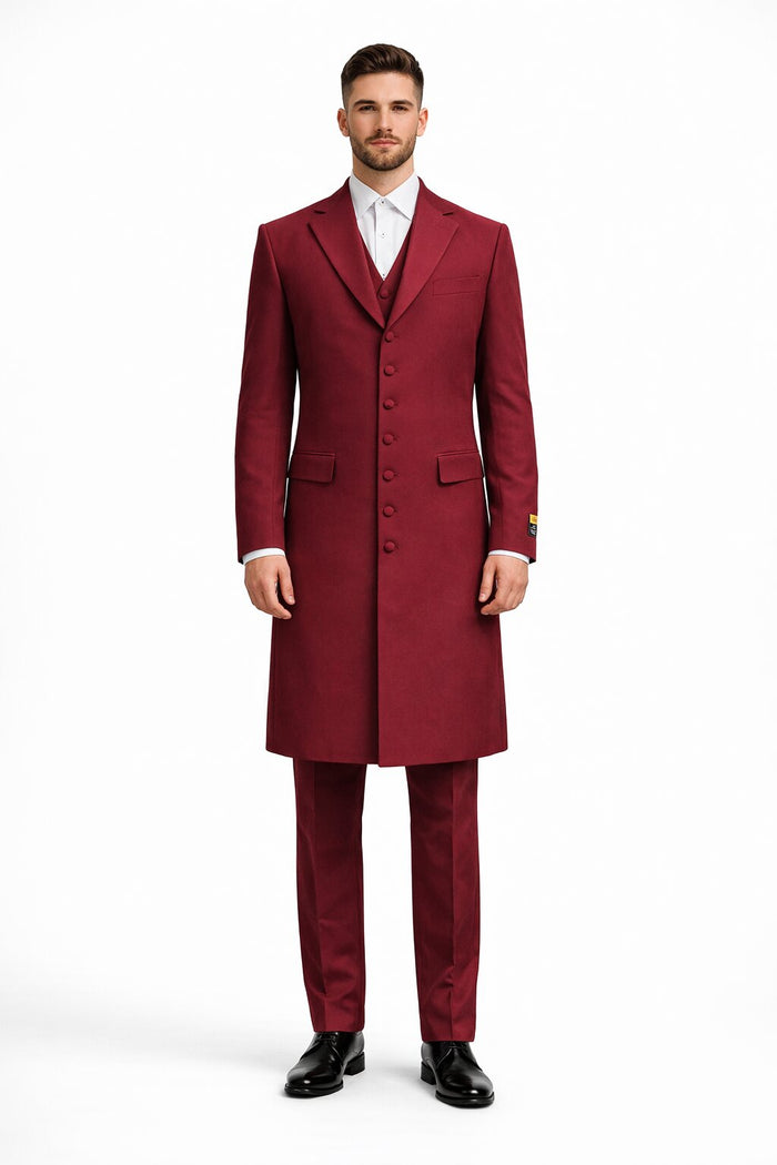 Mens Classic Vest Zoot Suit in Burgundy