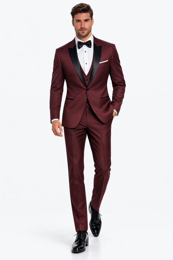 Mens Designer Wedding Tuxedo  Burgundy