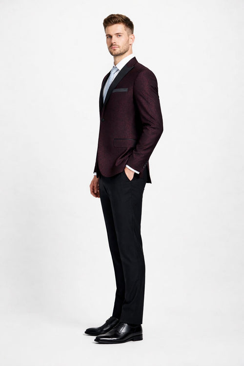 Mens Slim Fit Burgundy Tuxedo Blazer