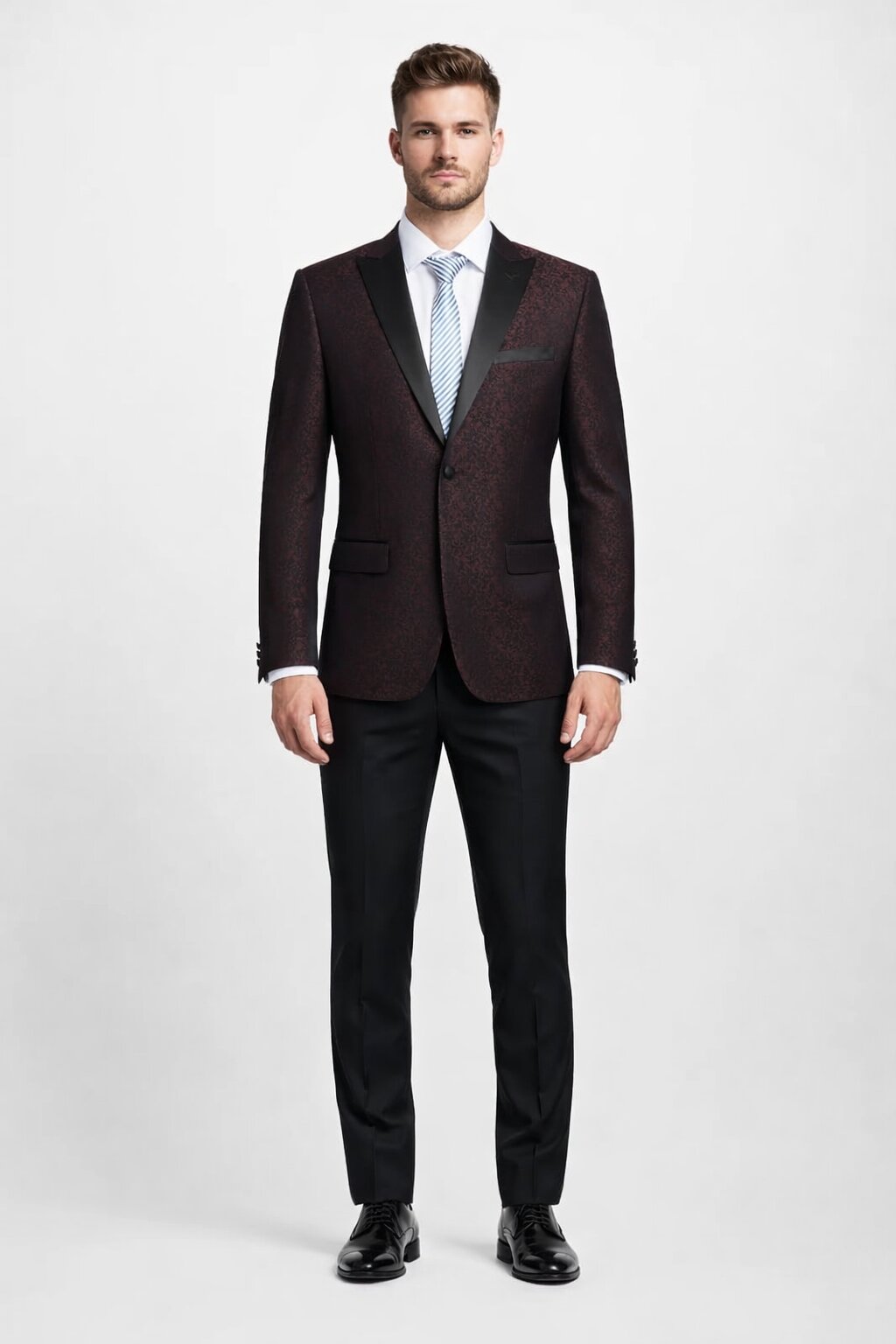 Mens Slim Fit Burgundy Tuxedo Blazer