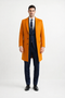 Mens Carcoat - Orange Three Quarter Peak Lapel Topcoat