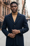 Men's Navy Full Length Belted Overcoat Porter