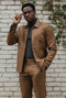 Mens Casual Leisure Suit Brown Plaid 6776