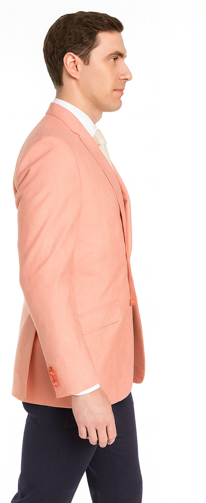 Mens Chambray Sportcoat - Chambray Blazer - Summer Cotton Blazer Peach Orange