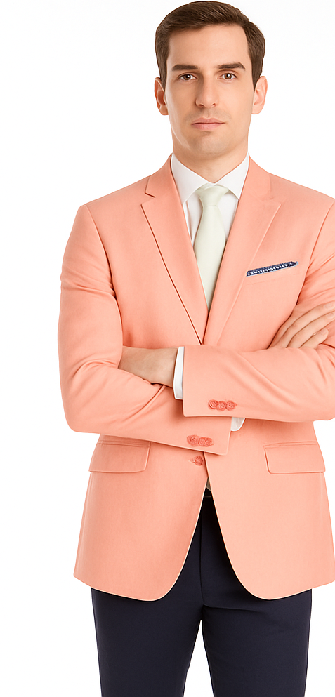 Mens Chambray Sportcoat - Chambray Blazer - Summer Cotton Blazer Peach Orange