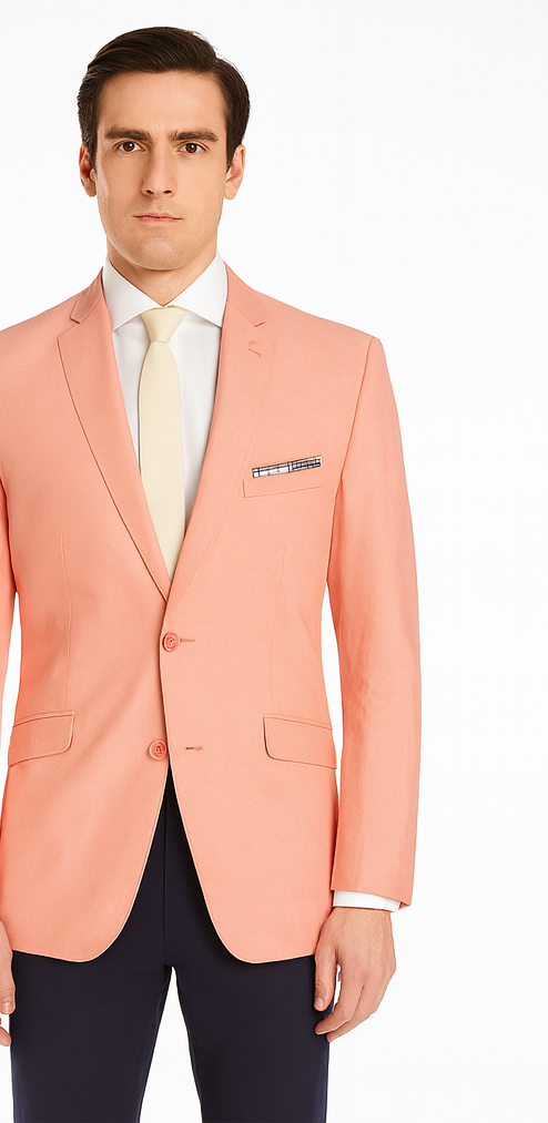 Mens Chambray Sportcoat - Chambray Blazer - Summer Cotton Blazer Peach Orange