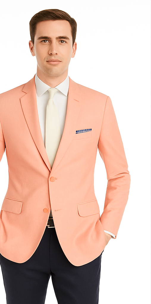 Mens Chambray Sportcoat - Chambray Blazer - Summer Cotton Blazer Peach Orange