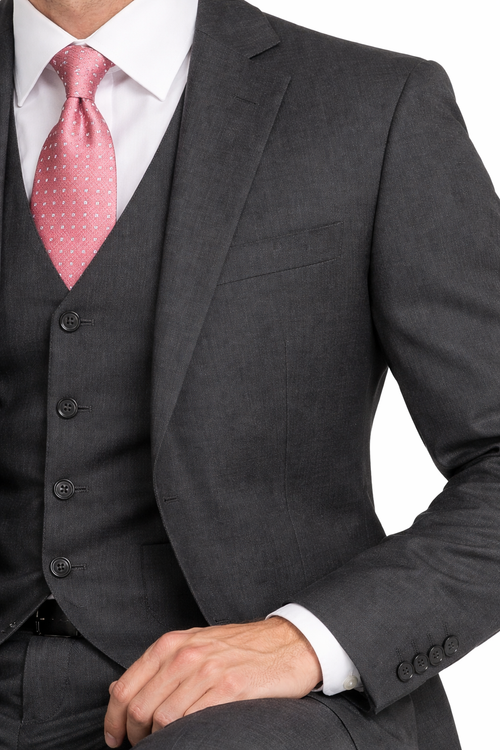 Mens Charcoal Mantoni Suit – Classic 3 Piece Dark Grey Suit for Business, Wedding and Formal Wear