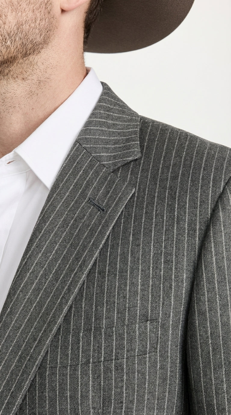 Mens Charcoal Gray Pinstripe Western Blazer – Classic Cowboy Style Jacket for Business, Formal and Smart Casual Wear