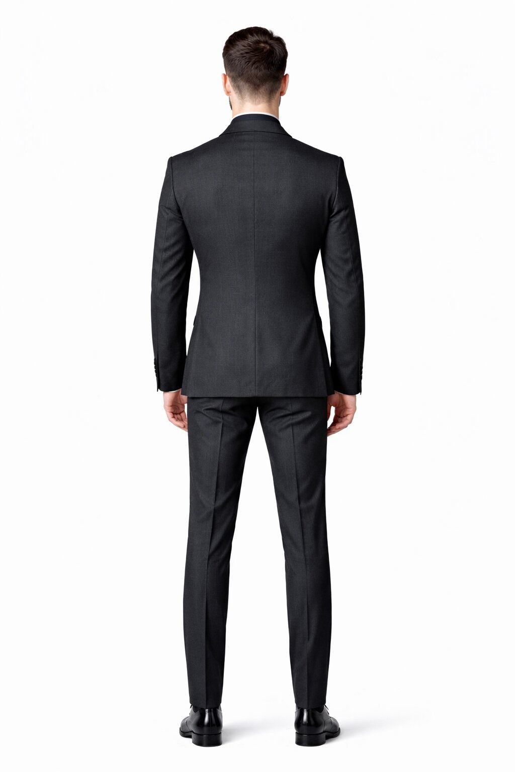 Ultra Slim Fit Double Breasted Charcoal Suit - Narrow Leg Pants - Gucci Cut - Tapered Jacket