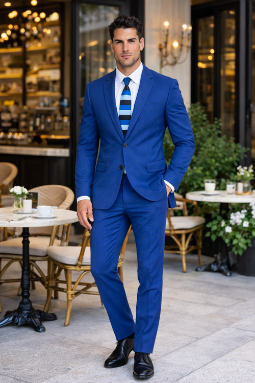 Mens Cheap Blue Suit Indigo Slim Wedding Suit