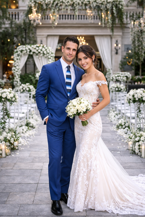Mens Cheap Blue Suit Indigo Slim Wedding Suit