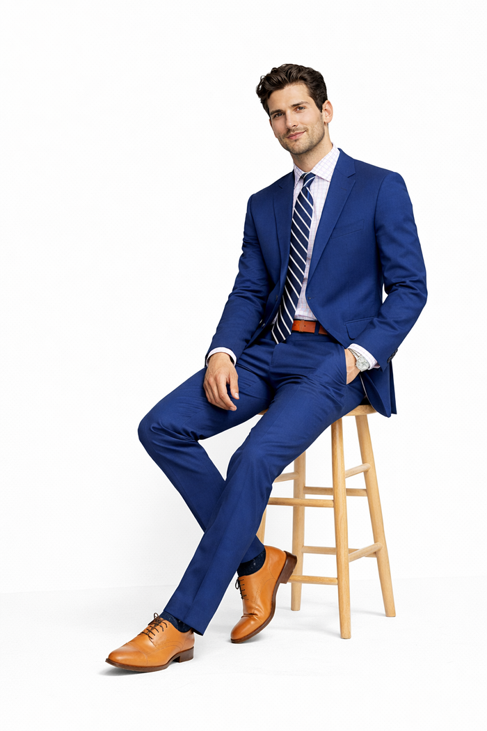 Mens Cheap Blue Suit Mens Slim Fit Suit Indigo Blue