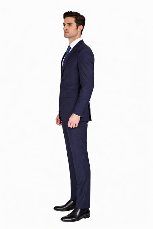 Mens Cheap Blue Suit Slim Two Button Navy Suit