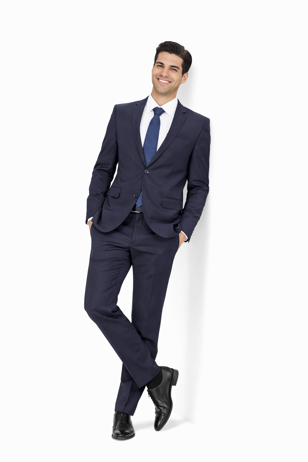 Mens Cheap Blue Suit Slim Two Button Navy Suit