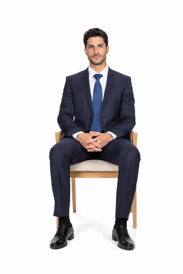 Mens Cheap Blue Suit Slim Two Button Navy Suit