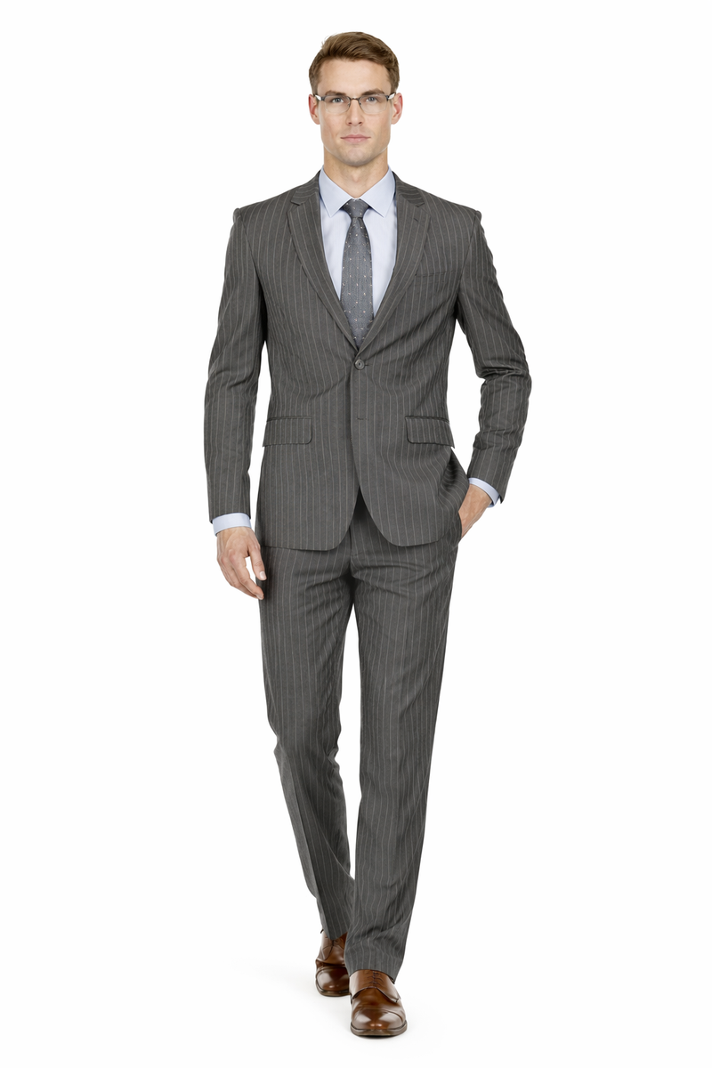 Mens Cheap Grey Suit Mens Modern Fit Gangster Pinstripe Suit Charcoal Grey