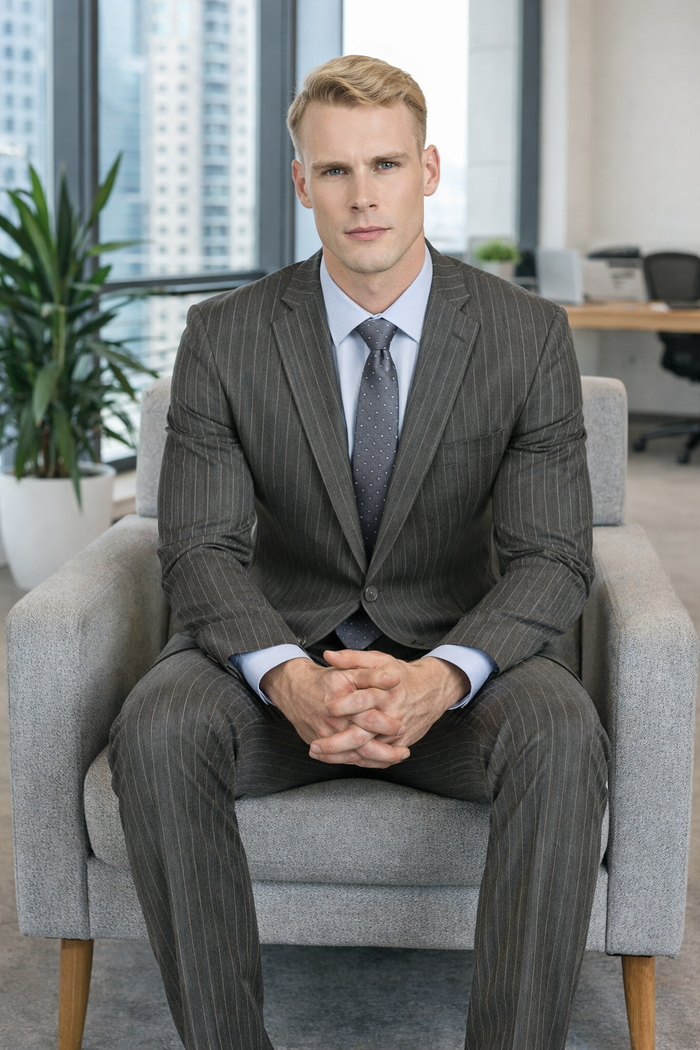 Mens Cheap Grey Suit Mens Modern Fit Gangster Pinstripe Suit Charcoal Grey