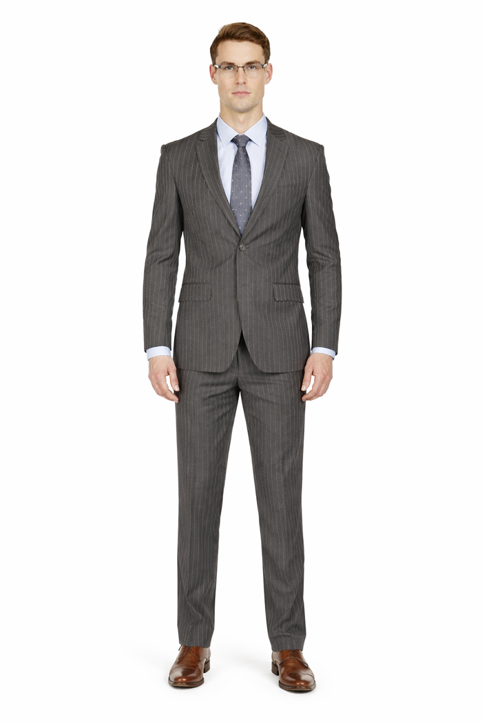 Mens Cheap Grey Suit Mens Modern Fit Gangster Pinstripe Suit Charcoal Grey