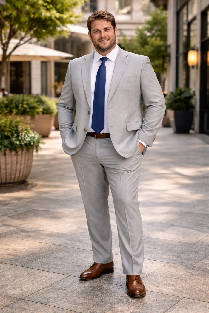Mens Cheap Grey Suit Mens Modern Fit Summer Wedding Suit Light Grey