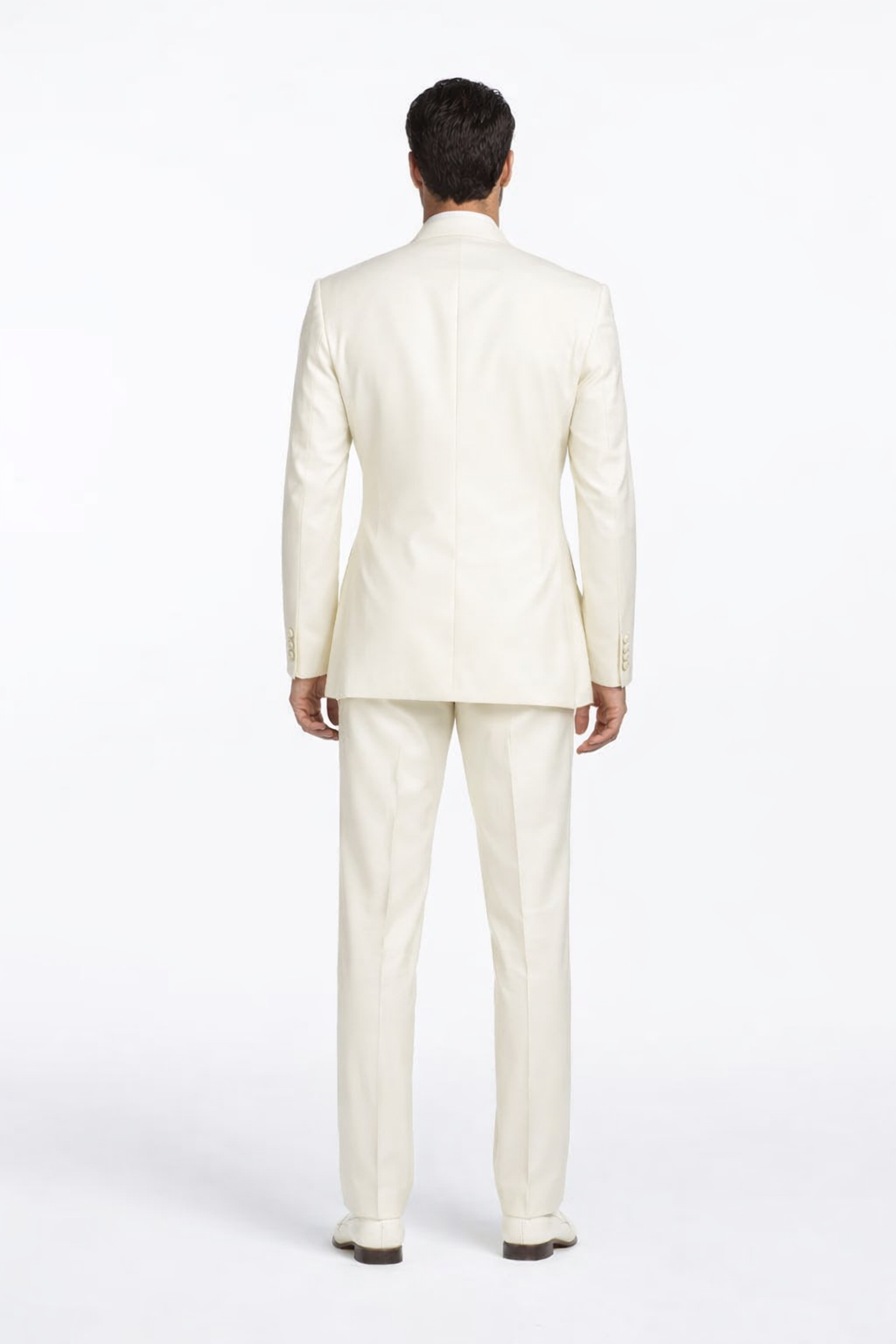 Mens Cheap White Suit 5 Button Mandarin Collar Tuxedo Suit in Ivory