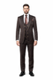 Mens Chocolate Brown Textured 3-Piece Suit Luxury Double-Breasted Vest Formal Set