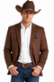 Mens Chocolate Brown Western Blazer – Cowboy Style Sport Coat Jacket Suede Fabric Two Buttons